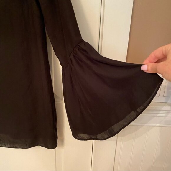 SHOW ME YOUR MUMU DRESS MINI V-NECK SCOOP BACK LONG SLEEVE BELL CUFF SIZE M - Picture 4 of 9